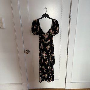 Reformation, “Mylah dress in Daphne print,” Cap sleeve midi-length dress